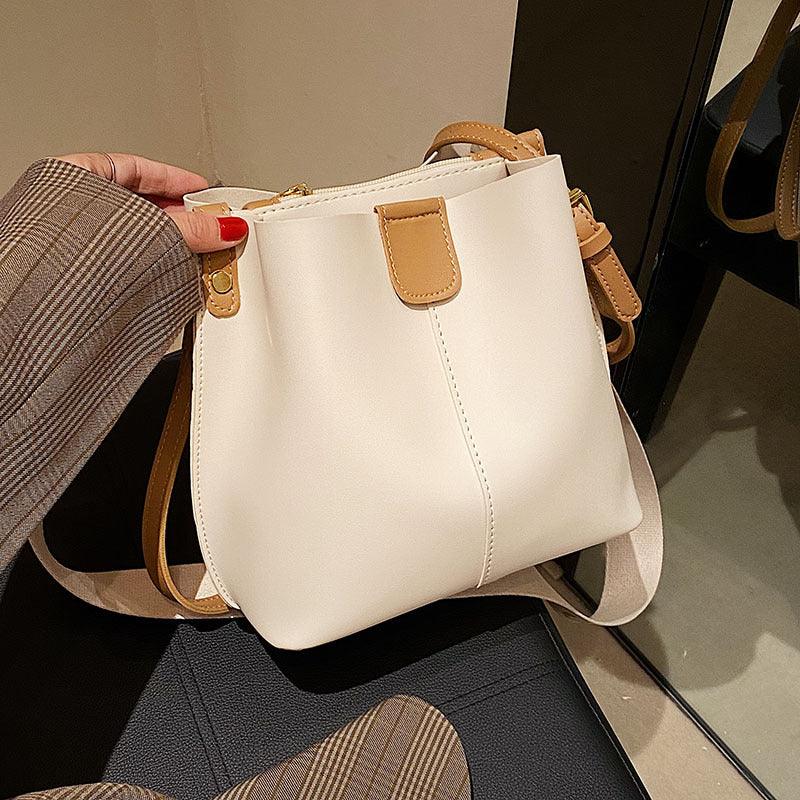 Simple Wide Shoulder Strap Bucket Bag - dfive's store
