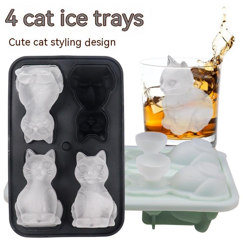Unique 3-dimensional 4-Piece Silicone Cat Ice Cube Tray - Dfive's Store