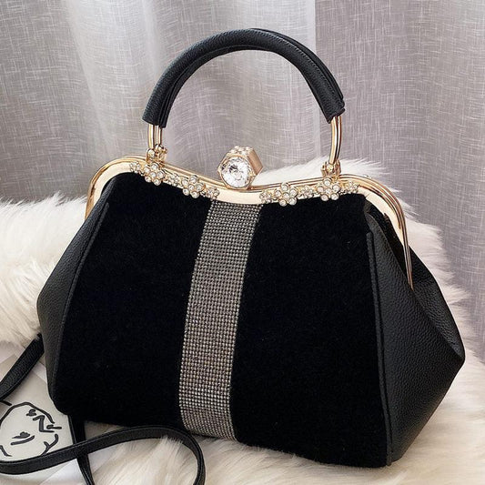 Diamond-embedded All-match Horse Hair-like Handbag - Dfive's Store