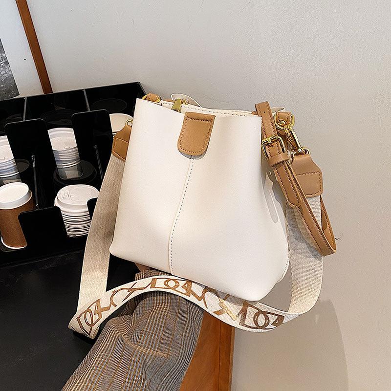 Simple Wide Shoulder Strap Bucket Bag - dfive's store