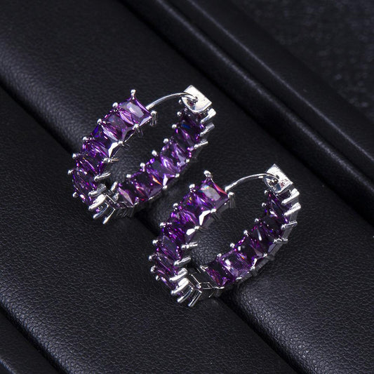 Full Zirconium Round Ring Earrings - dfive's store