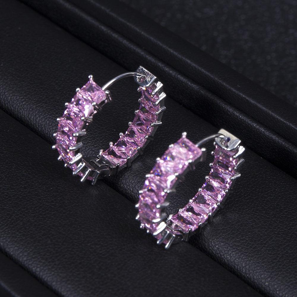 Full Zirconium Round Ring Earrings - dfive's store