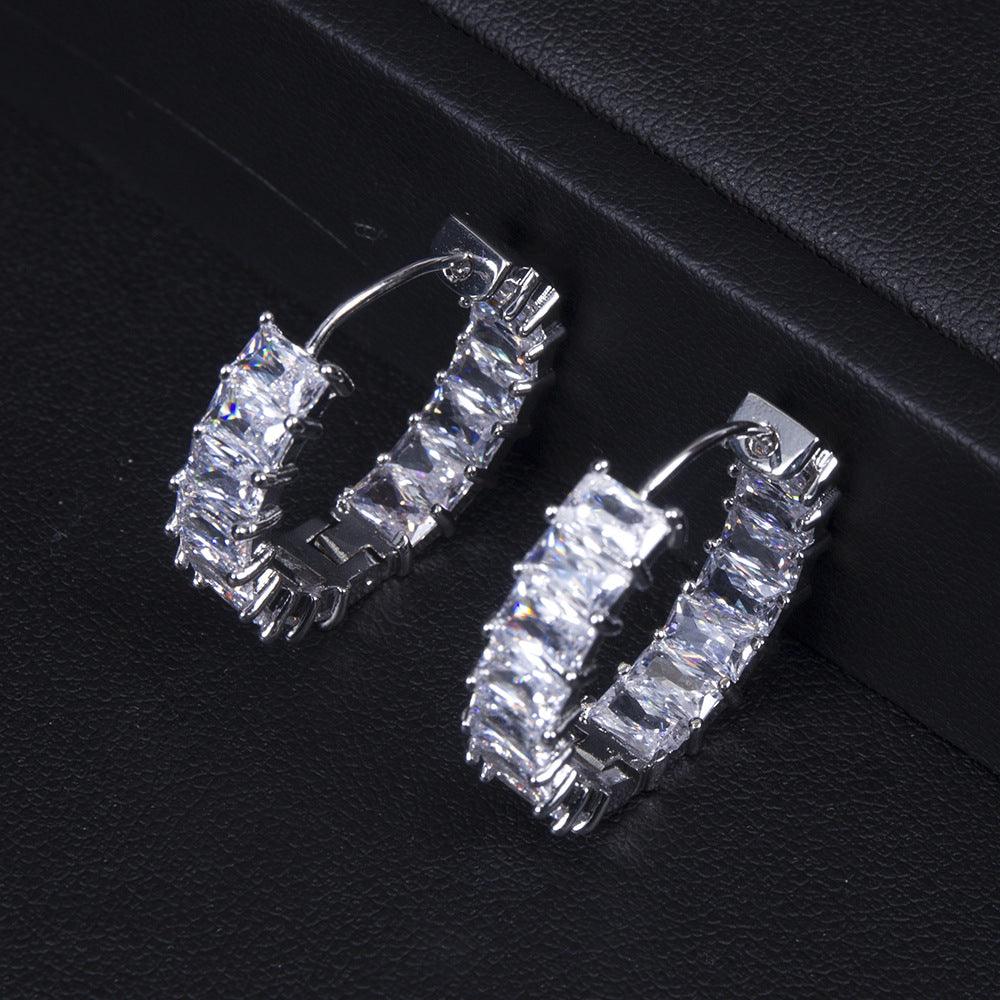 Full Zirconium Round Ring Earrings - dfive's store