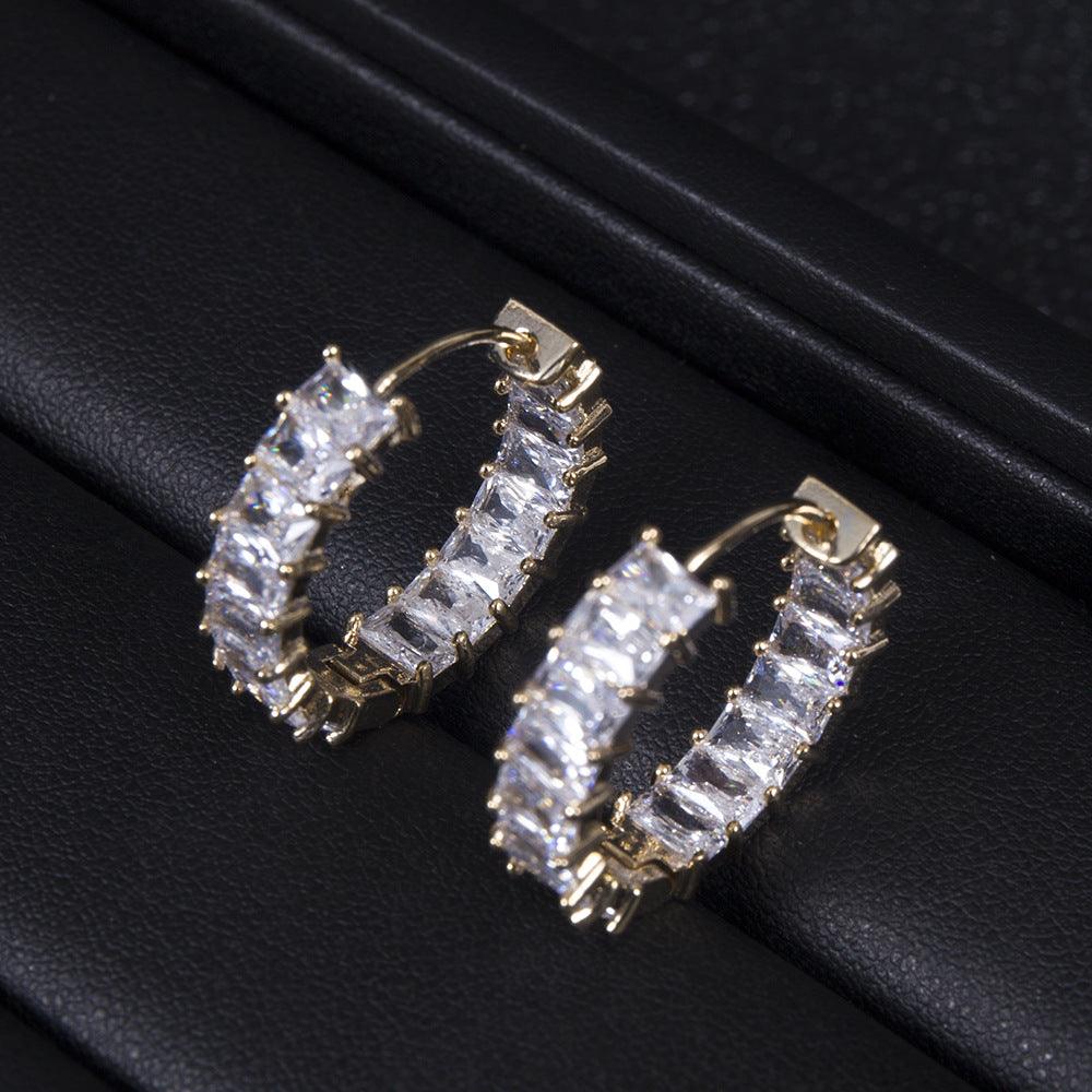 Full Zirconium Round Ring Earrings - dfive's store