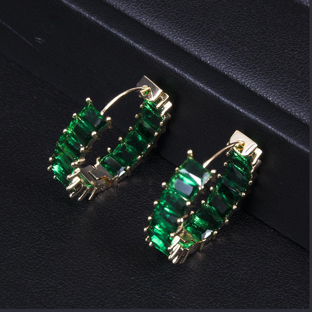 Full Zirconium Round Ring Earrings - dfive's store
