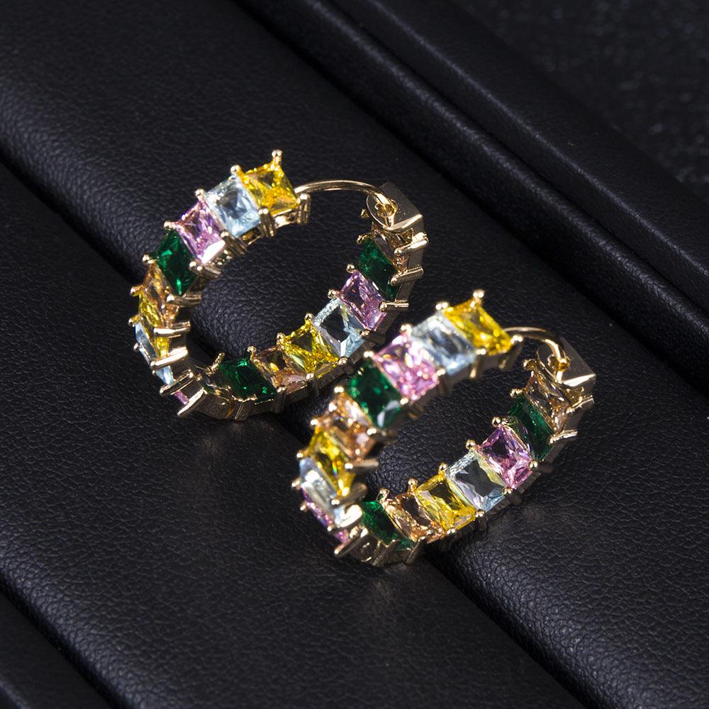 Full Zirconium Round Ring Earrings - dfive's store