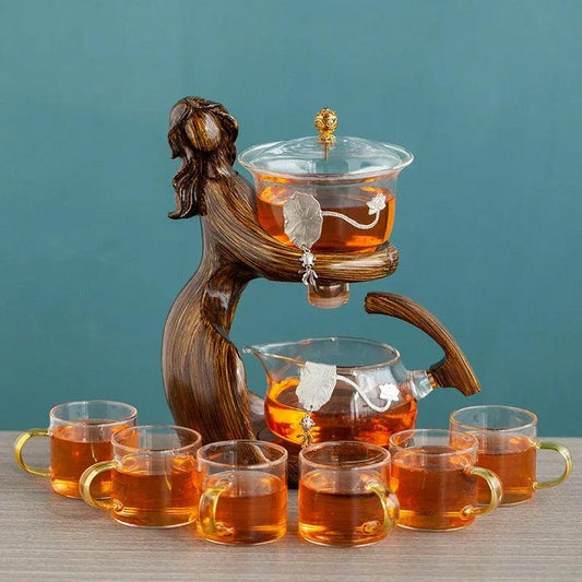 Heat Resistant Glass Semi-automatic Tea Set Decorative Holder Base - Dfive's Store