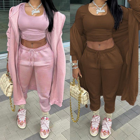 Long Sleeve 2-piece Sports Suit Hooded - dfive's store