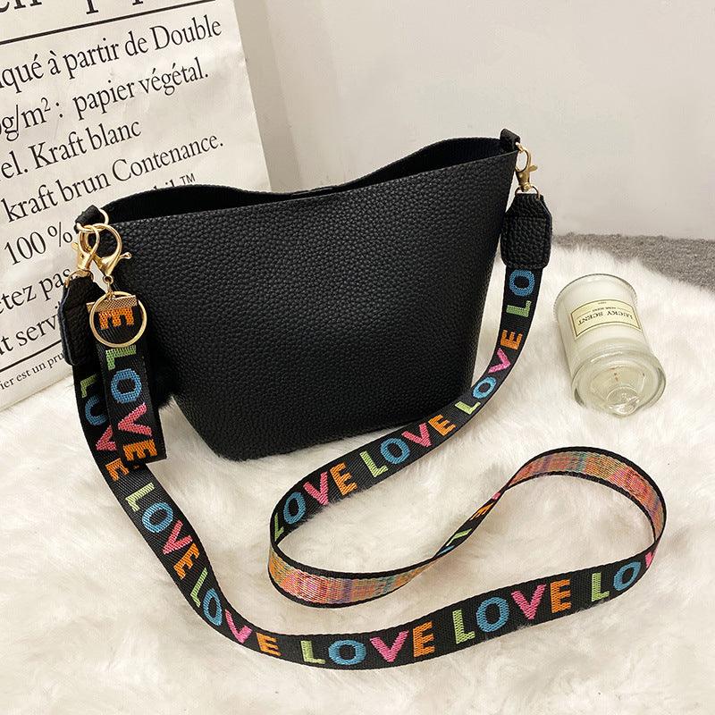 Shoulder Girdle Bucket Bag Lychee Pattern - dfive's store