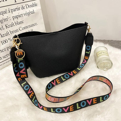Shoulder Girdle Bucket Bag Lychee Pattern - dfive's store