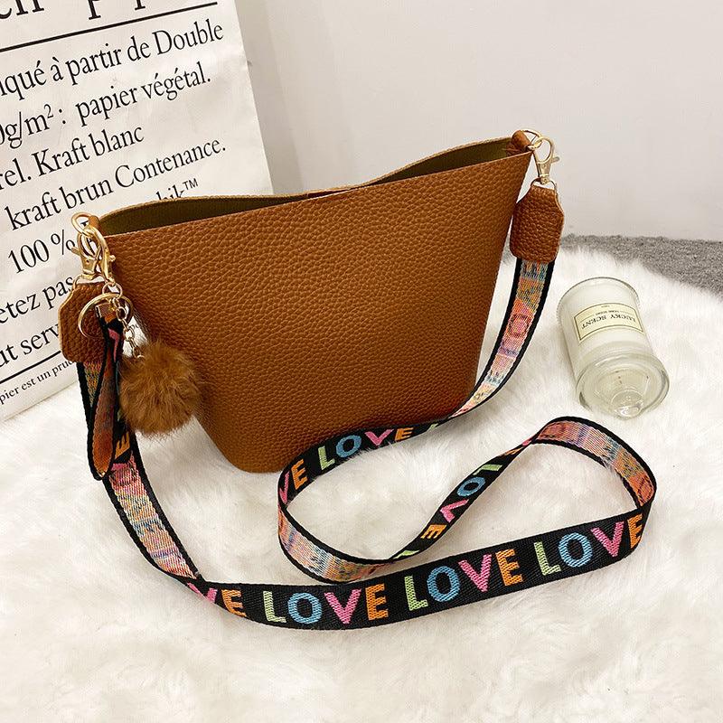 Shoulder Girdle Bucket Bag Lychee Pattern - dfive's store