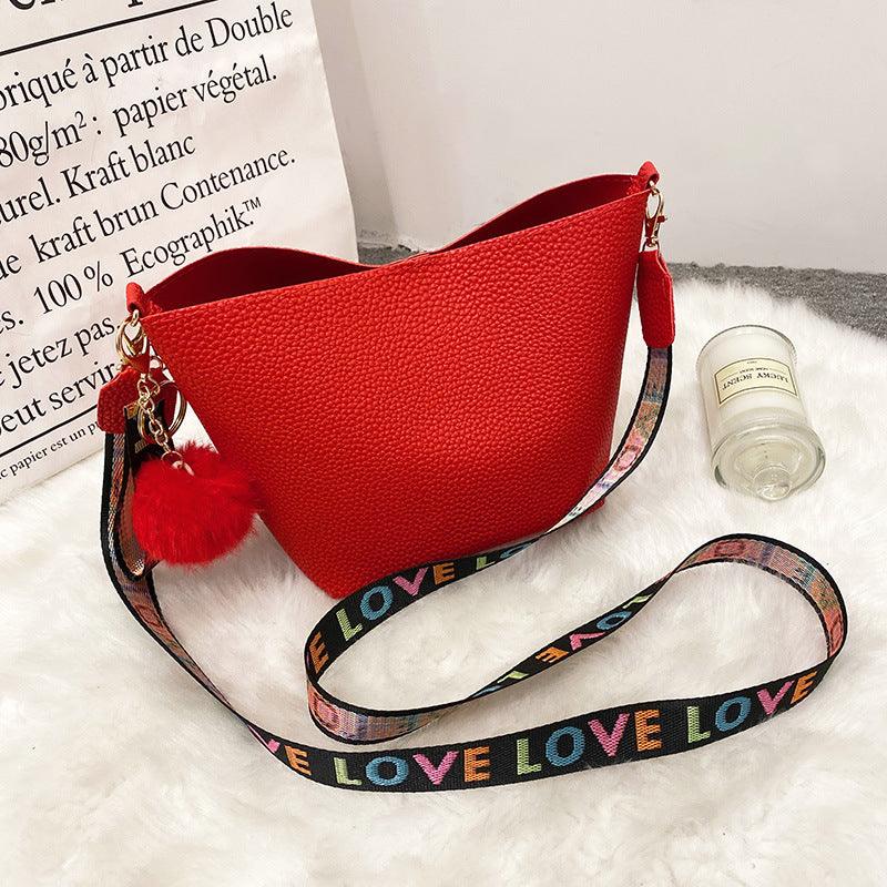 Shoulder Girdle Bucket Bag Lychee Pattern - dfive's store