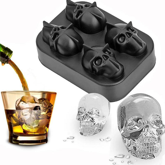 Unique 3-dimensional 4-Piece Silicone Skull Ice Cube Tray - Dfive's Store